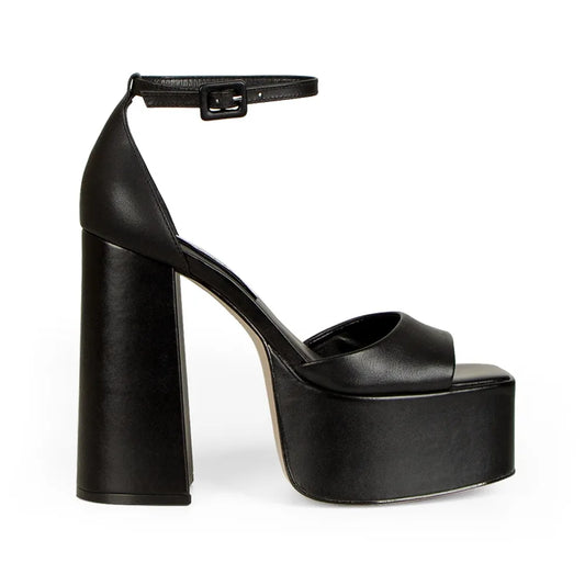 Sally Platform Sandal Leather Black