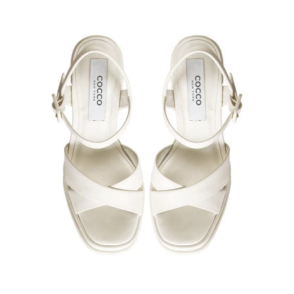 Hanna Platform Sandal Leather White, view 4