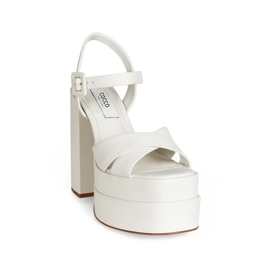Hanna Platform Sandal Leather White