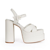 Hanna Platform Sandal White Leather