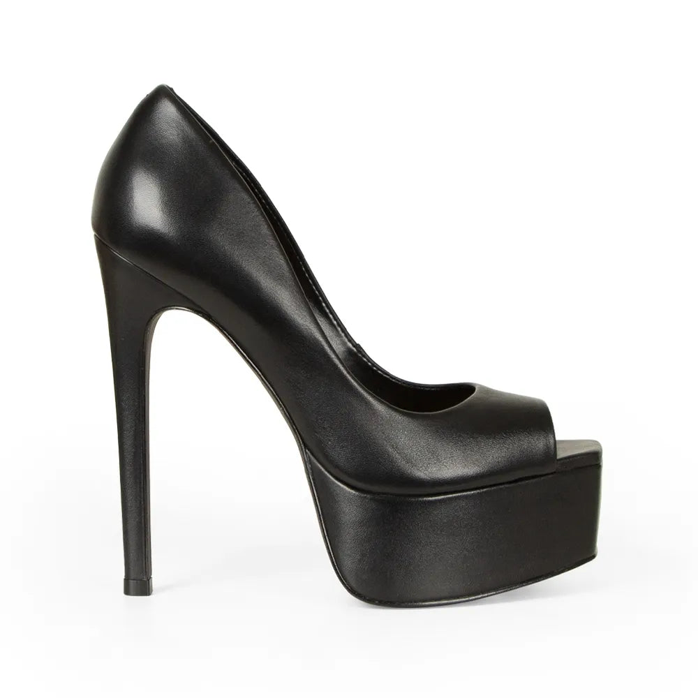 Giorgia Peep Toe Black Leather