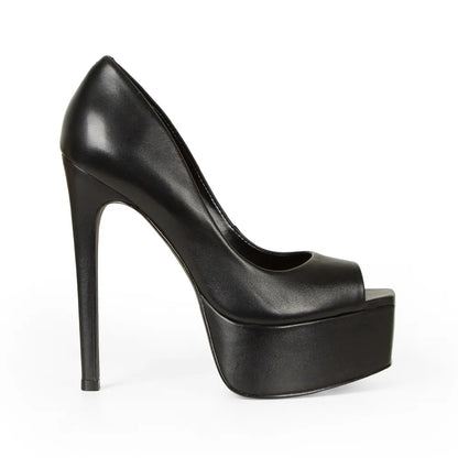 Giorgia Peep Toe Black Leather