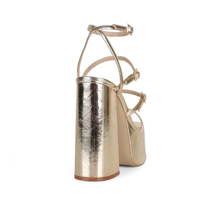 Pietra Platform Sandal Gold Metallic Leather – view 4