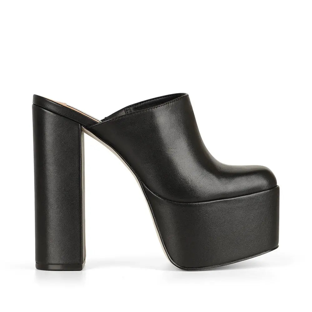 Paty Platform Mule Black Leather