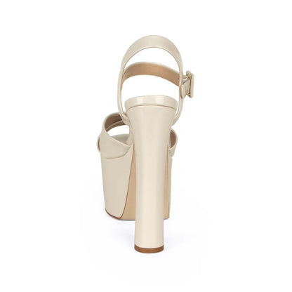 Zoe Platform Sandal Off White Patent Leather, view 5
