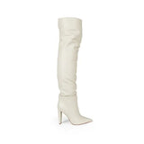 Simone Over The Knee Boot Leather Off White