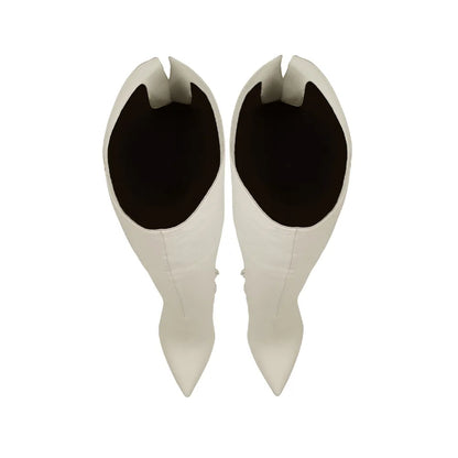 Simone Over The Knee Boot Leather Off White, view 3