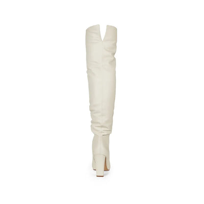 Simone Over The Knee Boot Leather Off White, view 4