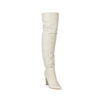 Simone Over The Knee Boot Leather Off White, view 2