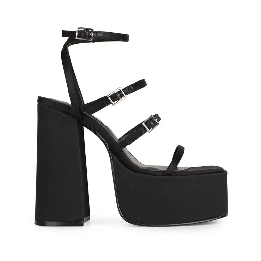 Pietra Platform Sandal Black Satin