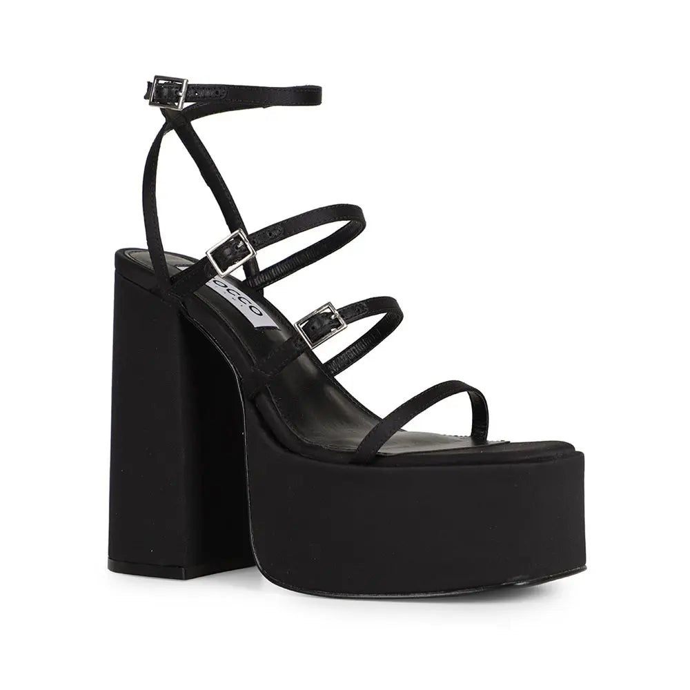 Pietra Platform Sandal Black Satin – view 2