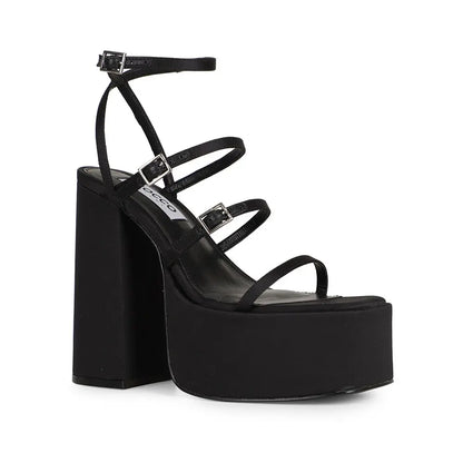 Pietra Platform Sandal Black Satin – view 2