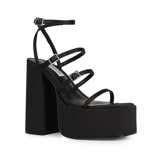 Pietra Platform Sandal Black Satin – view 2