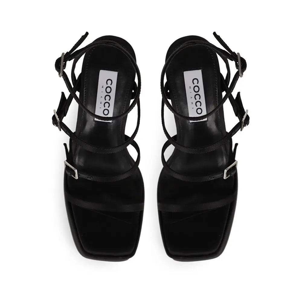 Pietra Platform Sandal Black Satin – view 3