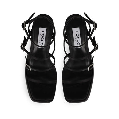 Pietra Platform Sandal Black Satin – view 3