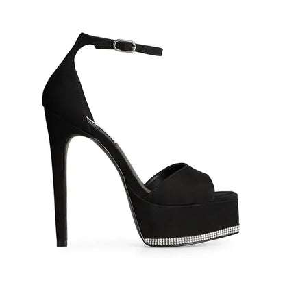 Amelie Platform Sandal Black Nubuck Leather