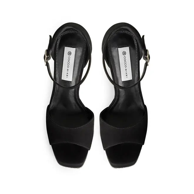 Amelie Platform Sandal Black Nubuck Leather