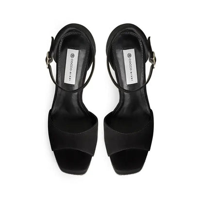 Amelie Platform Sandal Black Nubuck Leather