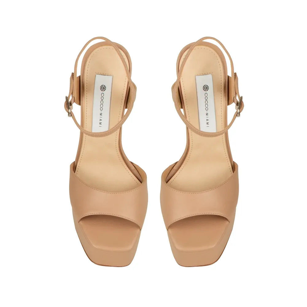 Nora Platform Sandal Leather Beige