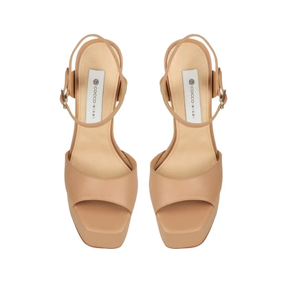 Nora Platform Sandal Leather Nude, view 4