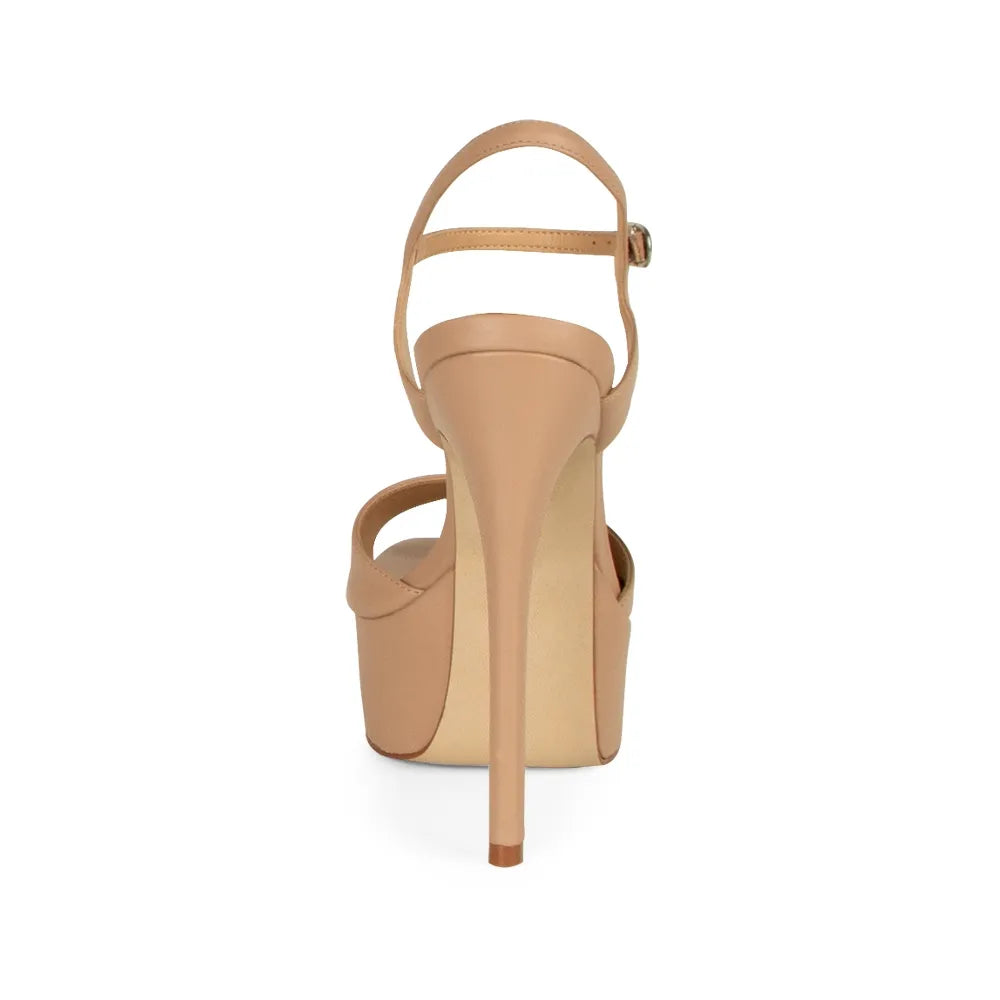 Nora Platform Sandal Leather Beige