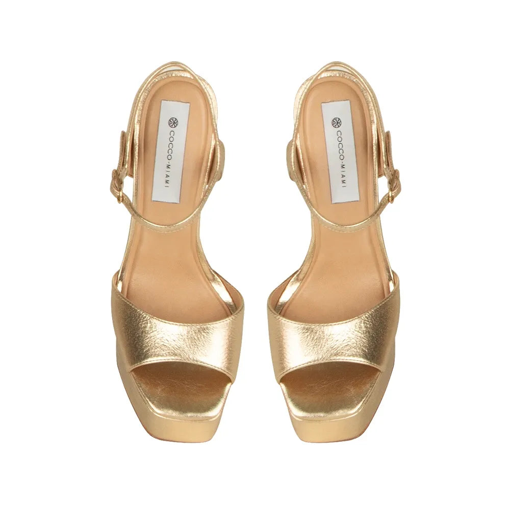 Nora Platform Sandal Leather Gold