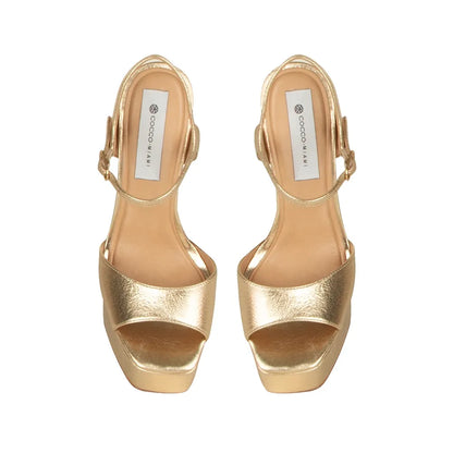Nora Platform Sandal Leather Gold, view 4
