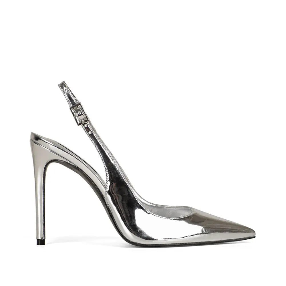 Fran Slingback Pump Silver Metallic Leather