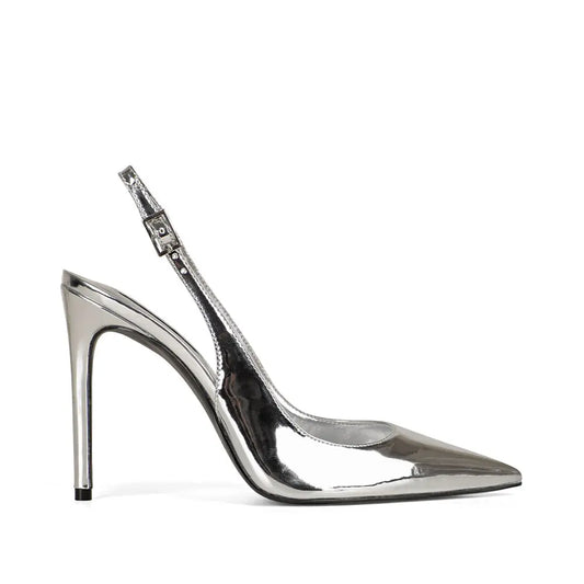 Fran Slingback Pump Silver Metallic Leather