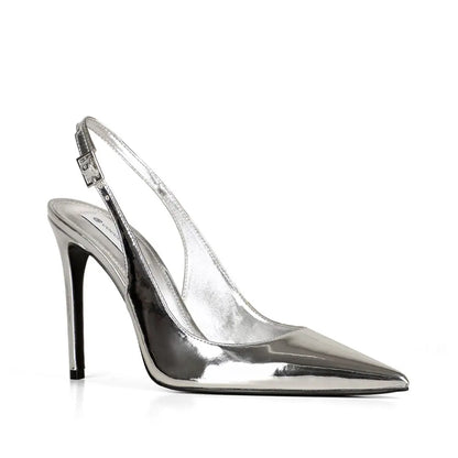 Fran Slingback Pump Silver Metallic Leather – view 2