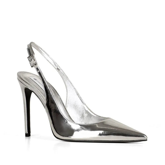 Fran Slingback Pump Silver Metallic Leather – view 2