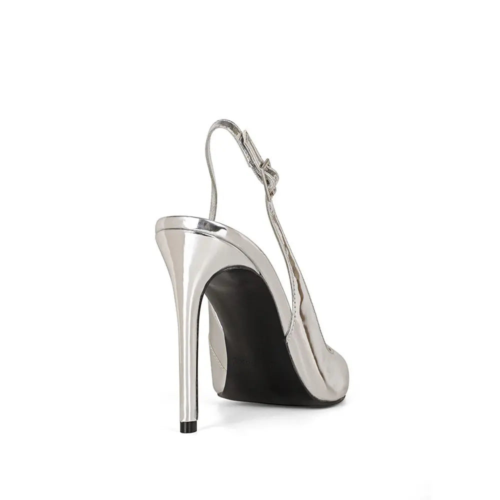 Fran Slingback Pump Silver Metallic Leather – view 4