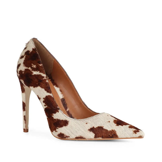 Deborah Pump Fur Leather Coffee