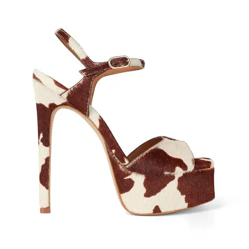 Nora Platform Sandal Fur Leather Coffee