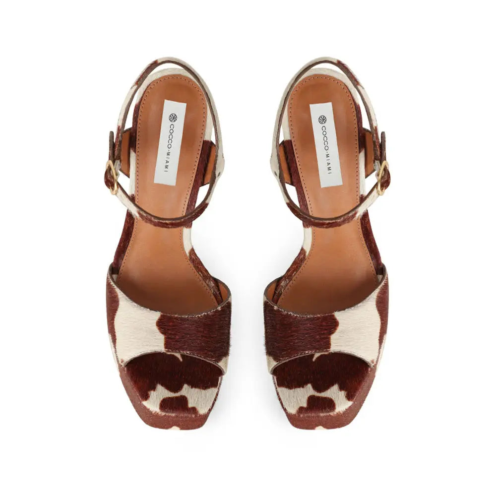 Nora Platform Sandal Fur Leather Coffee