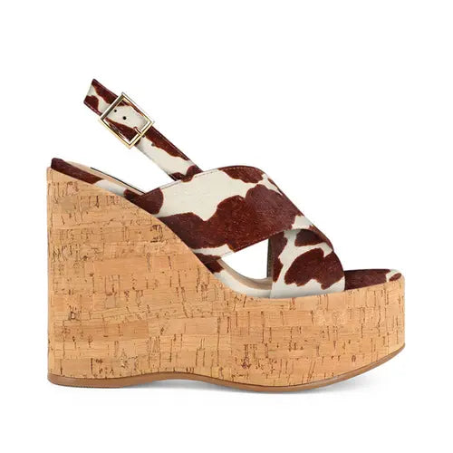 Celine Platform Sandals Fur Leather Coffee