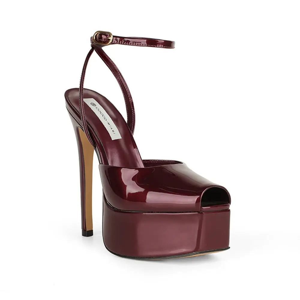 Naomi Platform Sandal Cherry Patent Leather – view 2