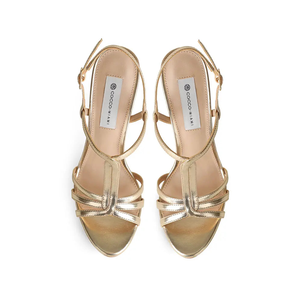 Lorraine Platform Sandal Gold Metallic Leather – view 3