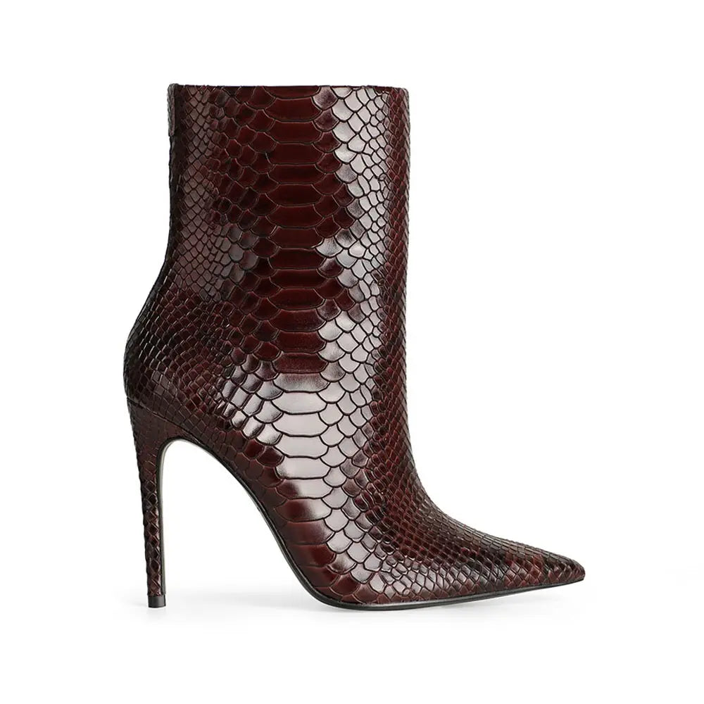 Ivy Ankle Boot Brown Snake Leather
