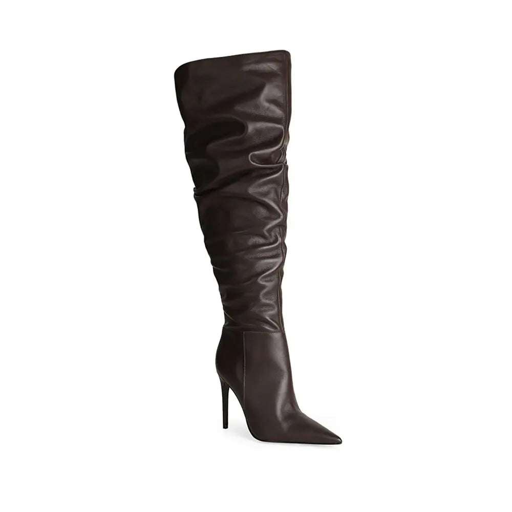 Soraya Over The Knee Boot Brown Leather – view 2