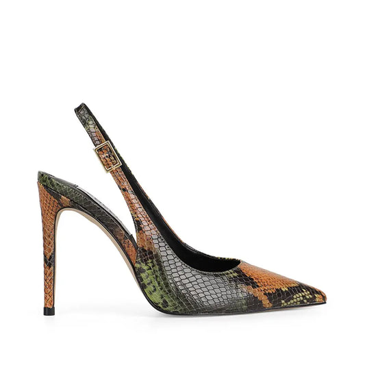 Fran Slingback Pump Olive Snake Leather
