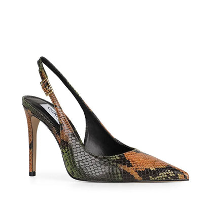 Fran Slingback Pump Olive Snake Leather – view 2