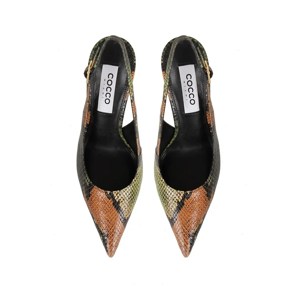 Fran Slingback Pump Olive Snake Leather – view 3