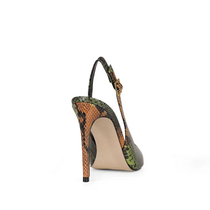 Fran Slingback Pump Olive Snake Leather – view 4