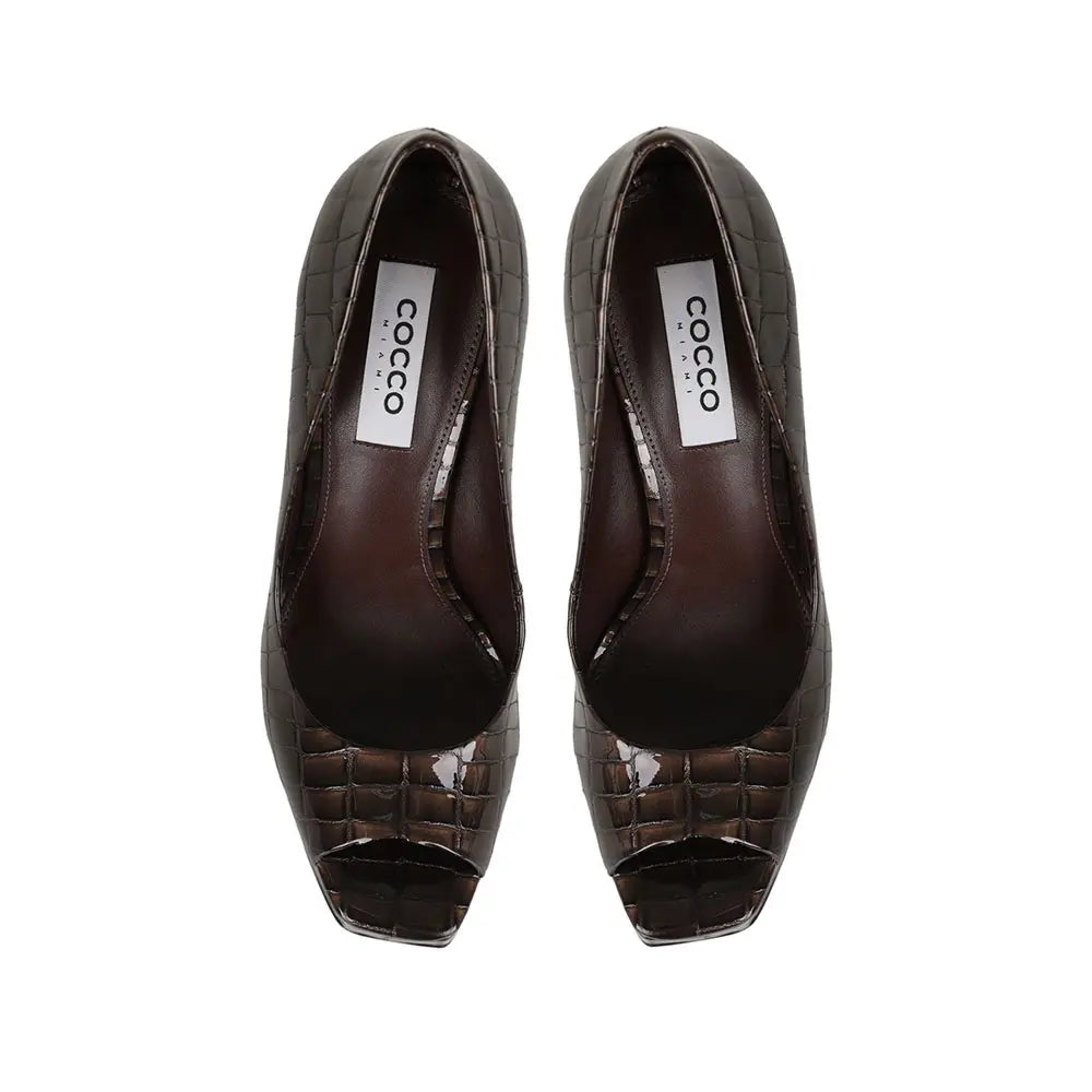 Giorgia Peep Toe Brown Croco Synthetic – view 3