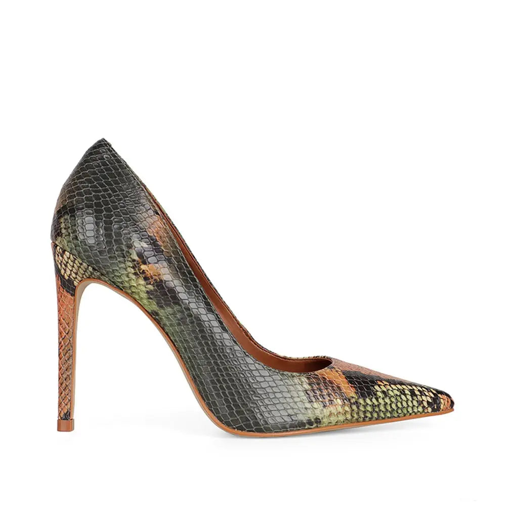 Deborah Pump Olive Snake Leather