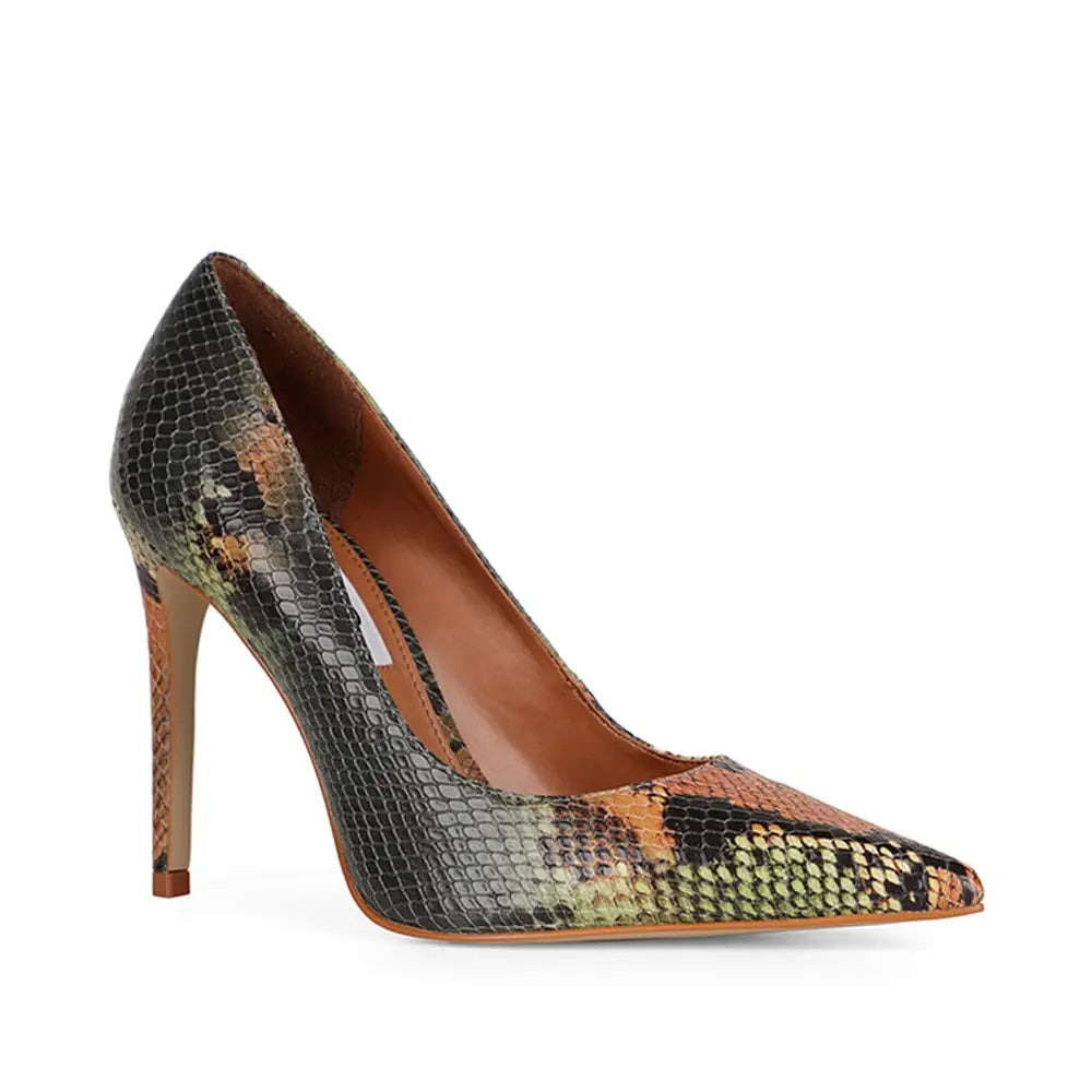 Deborah Pump Olive Snake Leather – view 2