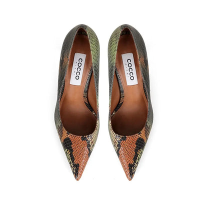 Deborah Pump Olive Snake Leather – view 3