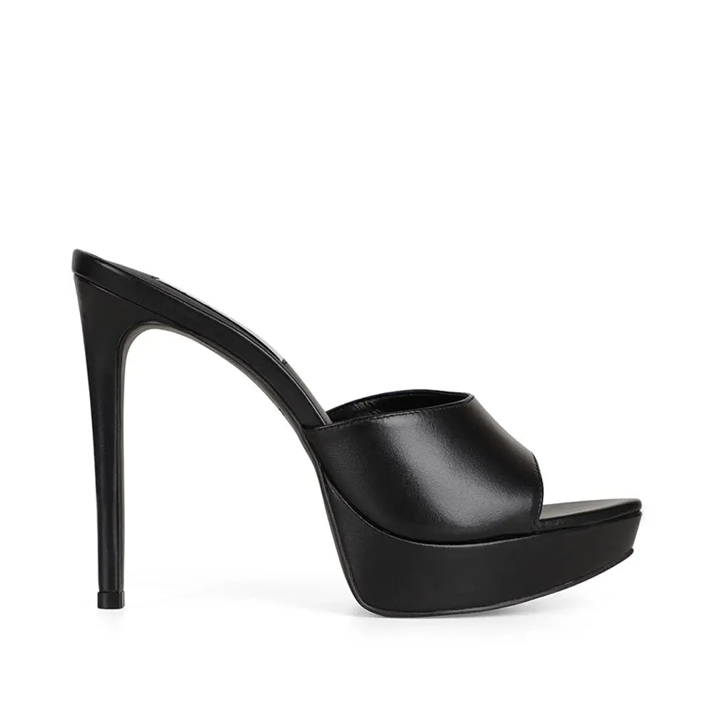 Sofia Platform Mule Black Leather