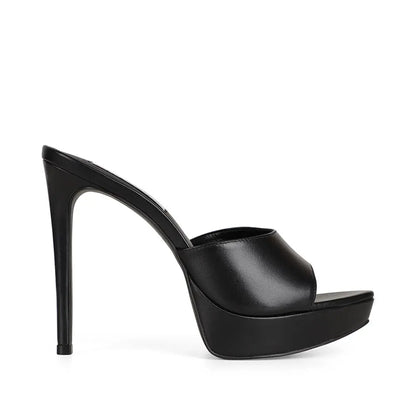 Sofia Platform Mule Black Leather